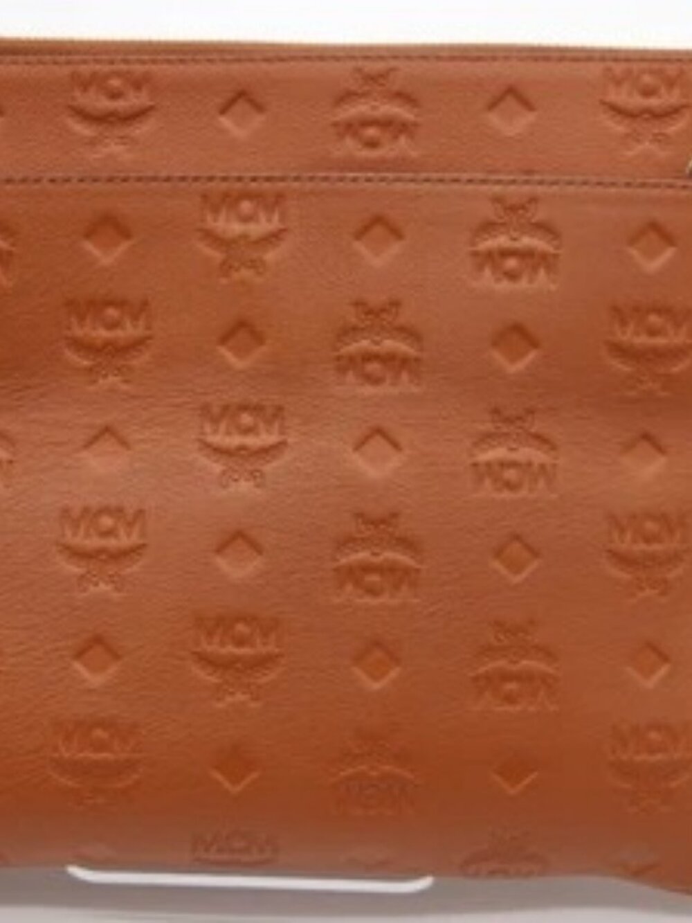 MCM Monogram Leather Aren Crossbody Pouch - Cognac